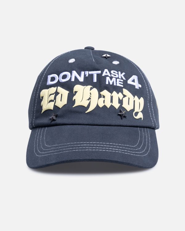 Ed Hardy Chrome Strapback Washed Blue