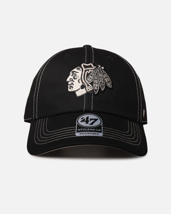 47 Brand Chicago Blackhawks 'Contrast Stitch' 47 Clean Up Strapback Black/Bone