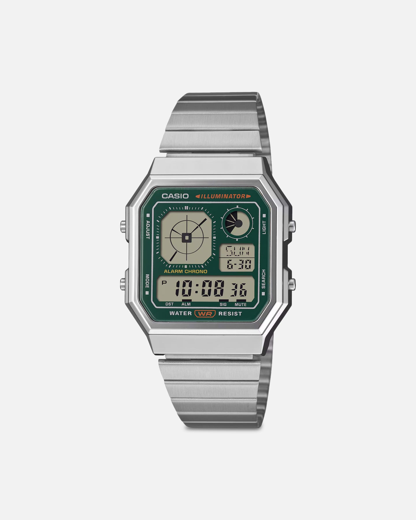 Casio A130WE-3ADF Silver/Green