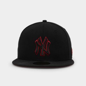 New Era New York Yankees "Scarlet Bottom" 59FIFTY Fitted Black/Scarlet