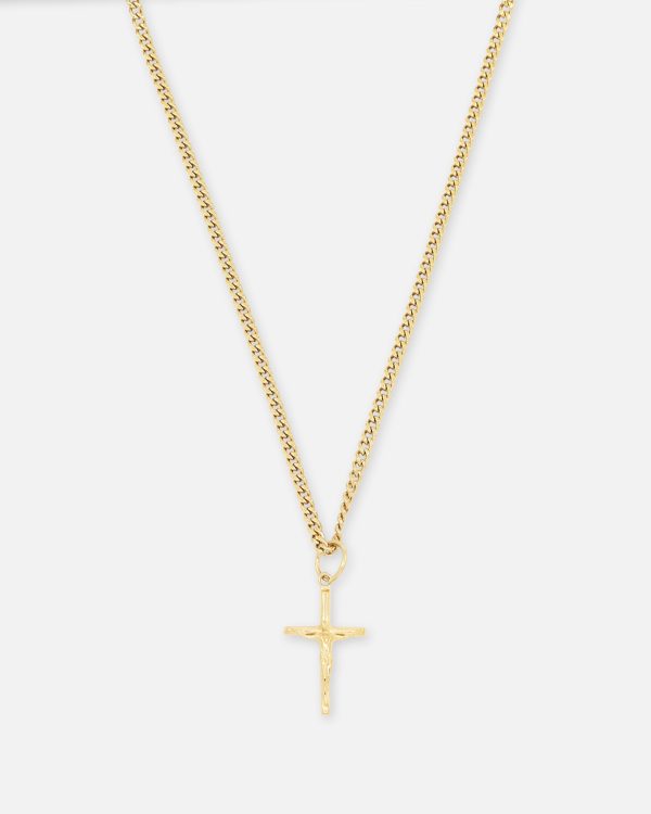 Saint Morta Crucifix Cuban Necklace Gold