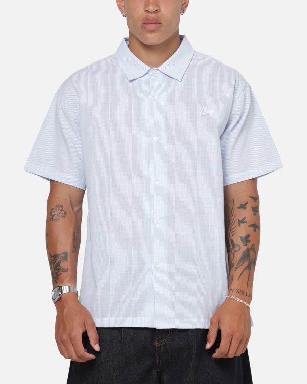 X-Large Oxford Script Button Up Shirt Light Blue