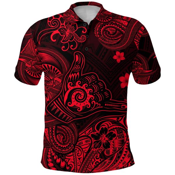(Adam Chacon) Hawaii Shaka Polynesian Polo Shirt Unique Style Red LT8