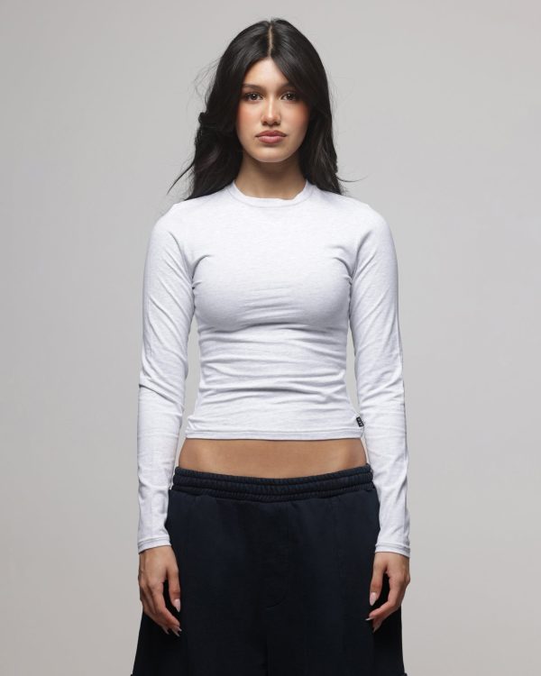 American Thrift Women's Fitted Long Sleeve T-Shirt Grey Heather
