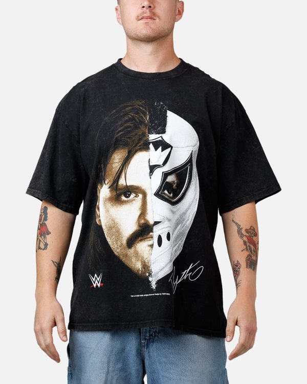73Studio X WWE Dominik Mysterio Independence T-Shirt Black Acidwash