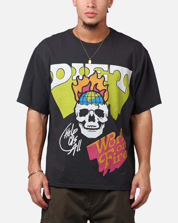 Diet Starts Monday World On Fire T-Shirt Washed Black