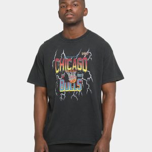 Mitchell & Ness Chicago Bulls Vintage Lightning Short Sleeve T-Shirt Black Wash