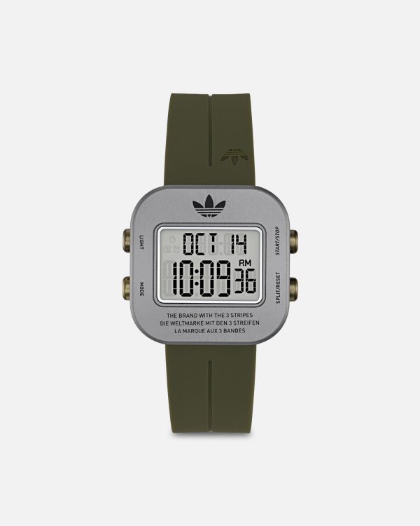Adidas Gunmetal Aluminum Case Dial Green Silicone Strap Watch Green